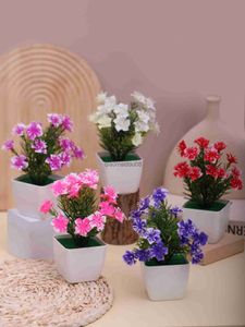 Couronnes De Fleurs Décoratives Mini Plantes De Fleurs Artificielles Bonsaï Plantes En Pot D'arbre Simulé Faux Sakura Fleurs Table De Bureau Ornements En Pot Décor À La Maison HKD230818