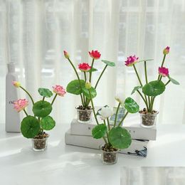 Fleurs décoratives couronnes mini small lotus artificiel fleur de fleur artificielle fourniture directe de plantes pour décoration intérieure faux dr dhwao