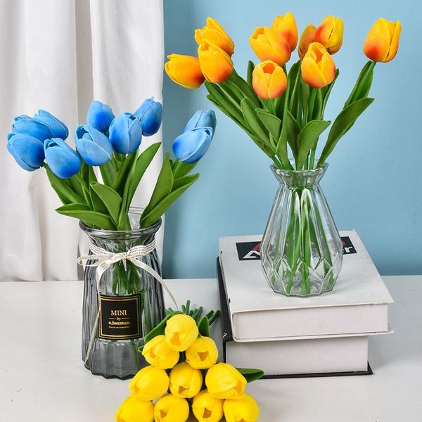 Couronnes de fleurs décoratives Mini tulipe fleur artificielle décoration de mariage soie maison plante
