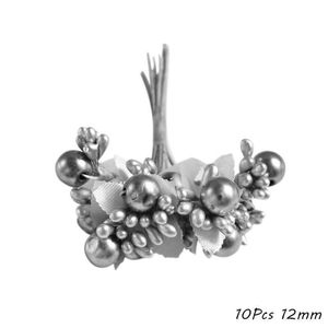 Couronnes de fleurs décoratives mélange d'argent fleurs artificielles étamines de cerisier baies Bundle bricolage gâteau de mariage de Noël boîte-cadeau couronnes décoration T230217