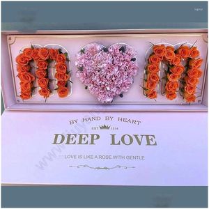 Fleurs décoratives couronnes de la fête des mères boîtes cadeau bricolage d'anniversaire romantique surprise fournitures d'emballage fleur de savon Happy Sweet Mug Rose D Dh9i5