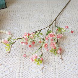 Couronnes de fleurs décoratives NOUVEAU Belle fleur de prunier avec feuille Fleurs artificielles pour la décoration de table à la maison Décor de salle indépendante flores bon marché T230217
