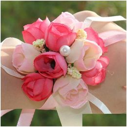 Fleurs décoratives couronnes Nouvelles véritables bracelets de bal de mariage avec bracelet drop livraison du jardin festif fournit des fournitures DH1ch