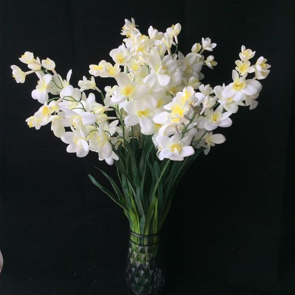 Couronnes De Fleurs Décoratives Une Fleur De Freesia Artificielle Faux Papillon Orchidée 14 Têtes De Soie CattleyaCymbidium FlowersDecorative