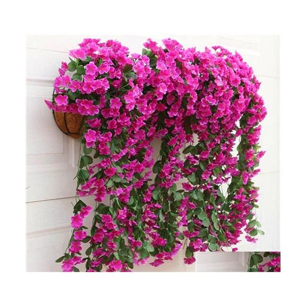 Flores decorativas Guirnaldas Orc Fake Flower Wall Hanging Basket Decoración de la boda Simation Artificial Christmas Garden Party Drop Othq4