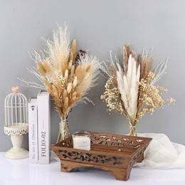 Fleurs décoratives couronnes pampa épis de blé lapin queue herbe naturel séché bouquet phragmites mariage décoration foin pour fête bohème maison 221118