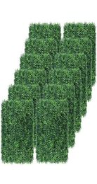 Fleurs décoratives couronnes PCS Artificiel Boxwood Grass 25x25cm Panneaux de toile de fond topiaire Plante de haie de tête jardin Greene Greene6268128