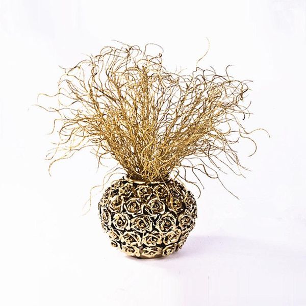 Flores decorativas Guirnaldas Unids / lote Planta artificial Oro Plata Brillo Simulación Hierba Flor Boda Navidad Decoración del hogarDecorat