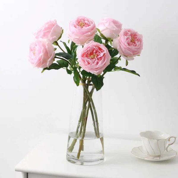 Fleurs décoratives couronnes pivoine Real Touch branches décor artificielles fleurs de rose pour vase maison fausse fleur 48 cm pour le mariage cadeau de Noël