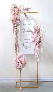 Flores decorativas coronas de flores rosas decoración de fondo de boda de seda de seda de color hilera de la mesa del arco