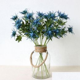 Decoratieve Bloemen Kransen Planten Home Decor Kunstmatige Eryngium Distels Bos Simatie Plastic Nep Decors Party Club Ho Dhjqk