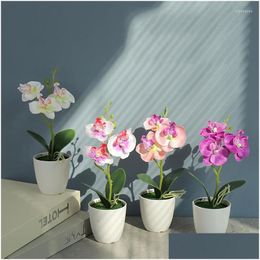 Couronnes de fleurs décoratives bassin en plastique Phalaenopsis bonsaï artificiels ornements créatifs décoration intérieure vase bureau décor pot Dhrbz