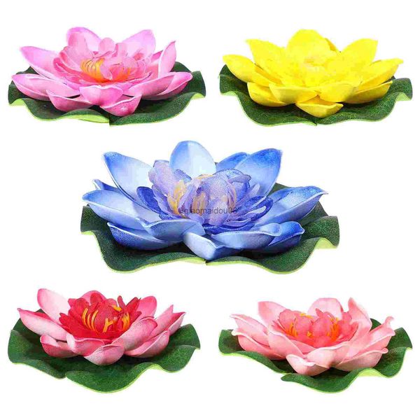 Flores decorativas Guirnaldas Plantas de plástico Lilly Pads Flores de loto Decoración Estanque Decoraciones Flor flotante Flores artificiales HKD230818