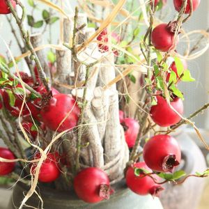 Couronnes de fleurs décoratives grenade branche sèche Emulational Fruit fleur artificielle usine décoration de la maison mur de route