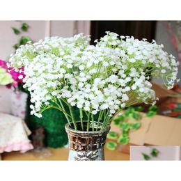 Guirnaldas de flores decorativas Pretty 10 Unidslot Gypsophila Baby039S Aliento Artificial Planta de seda falsa Decoración de la boda del hogar 549864638 Dhjoi