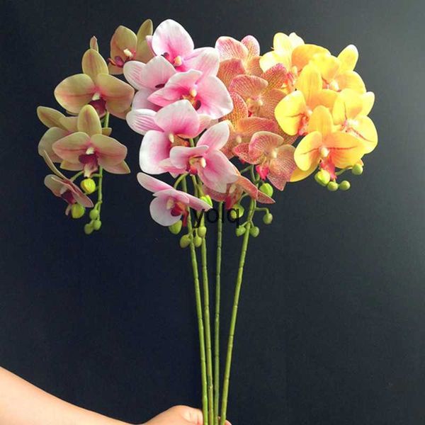 Guirnaldas de flores decorativas PU Phalaenopsis Real Touch Mariposa Orquídea Orquídeas falsas 5 colores Flor artificial para decoración de bodas WholesaleH24229