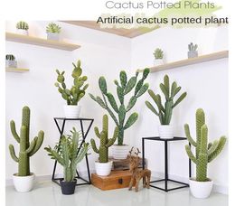 Fleurs décoratives couronnes pu simulation cactus Potted Landscape Home Store Decoracion désert tropical artificiel fausse plantes GR4454464