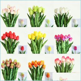 Guirnaldas de flores decorativas Pu Tips Artificial Real Touch Centerpiece Decor Fake Home Decoration Drop Delivery Garden Festi Dho5C