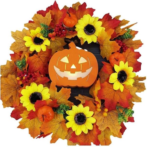 Couronnes de fleurs décoratives, lanternes de citrouille, guirlande de Thanksgiving, décoration de la maison, articles d'Halloween, fenêtre d'automne suspendue, fête effrayante, Cosplay