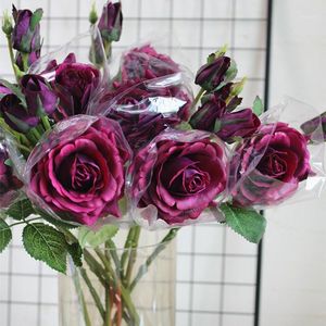 Decoratieve bloemen kransen reële touch rose tak kunstmatig voor kersttafel decor bruiloft herfst decoraties floral flores articiales