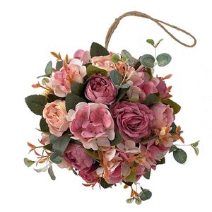 Couronnes de fleurs décoratives, fleur artificielle d'apparence réaliste, boule de simulation en plastique, hortensia pivoine pour fête de mariage, décoration de la maison