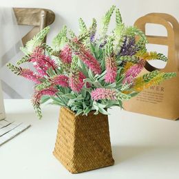 Fleurs décoratives Couronnes Romantique Provence Fleur Artificielle Décoration de La Maison Accessoires En Plastique Lavande Bundle Faux Bouquet De Plantes Outd