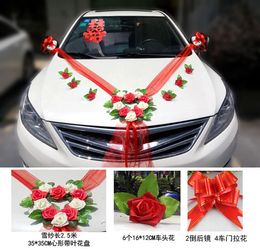 Couronnes de fleurs décoratives Style romantique en forme de coeur ensemble de décoration de voiture de mariage Simulation PE Rose 230228