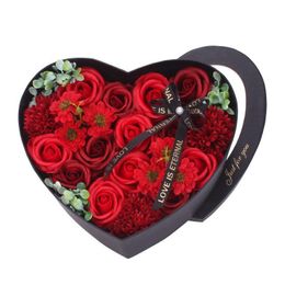 Flores decorativas Guirnaldas Romántico Transparente Caja de regalos en forma de corazón Jabón Rosa Embalaje de flores Fiesta de bodas Regalo del día de San Valentín H