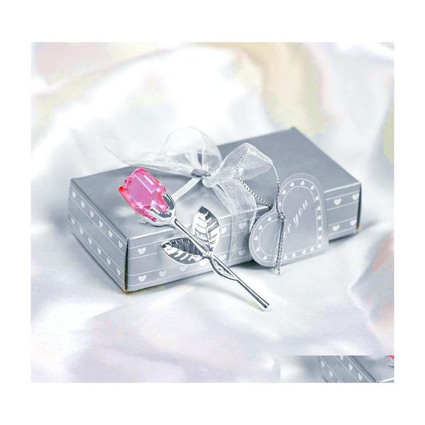 Flores decorativas Guirnaldas Boda romántica Regalos del día de San Valentín Mticolor Crystal Rose Favors Colorf Box Party Creative Souvenir O Dh8Iv