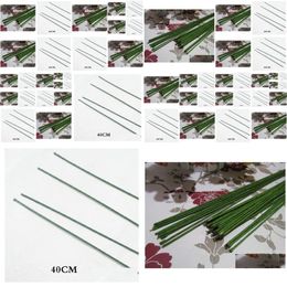 Couronnes de fleurs décoratives Ronde Matériel de fleur Travail manuel Bricolage 2 2 mm 40 cm de longueur Colis en papier Pachets verts avec tige artificielle en fil 10 Dh6Lr