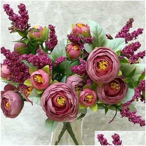 Decoratieve Bloemen Kransen Roos 1 Boeket 10 Hoofden Mini Kunstzijde Bloem Flores Bruid Woondecoratie Nep Pioenbloem1 Drop De Dh5Jr