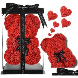 Fleurs décoratives couronnes rose ours mères jour en peluche maman cadeaux valentines pour femmes petite amie anniversaire de Noël livraison dh7zs dh7z