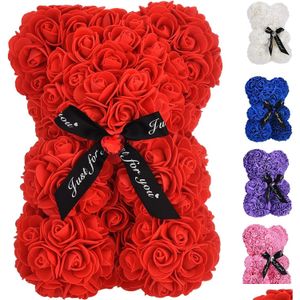 Decoratieve bloemenkransen Roos Beren Valentijnsdag Decor Geschenken Bloembeer Teddy met doos voor vriendin Verjaardagscadeau Dhcbp