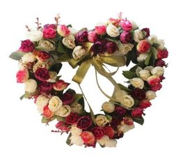Couronnes de fleurs décoratives guirlande de roses en forme de coeur guirlande suspendue Art pour la décoration d'anniversaire de mariage en famille 9846972