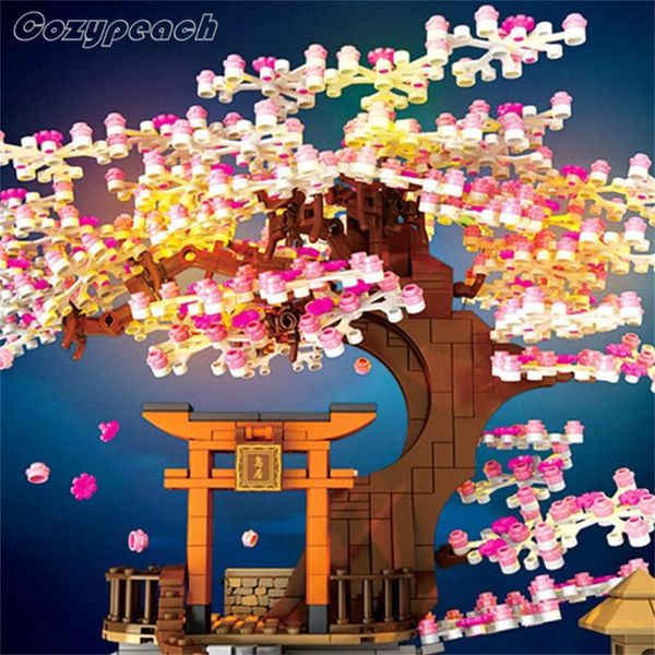 Fleurs décoratives couronnes sakura arbre ensemble avec effets légers 1814 pcs artificielles assiettes de cerise fausses plantes jardin de jardin fleuri d floral d