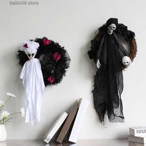 Decoratieve Bloemen Kransen Enge Halloween Voordeur Multifunctioneel Halloween Decor Duurzame Schedel Halloween Deur voor Spookhuis/Feest Decor T230927