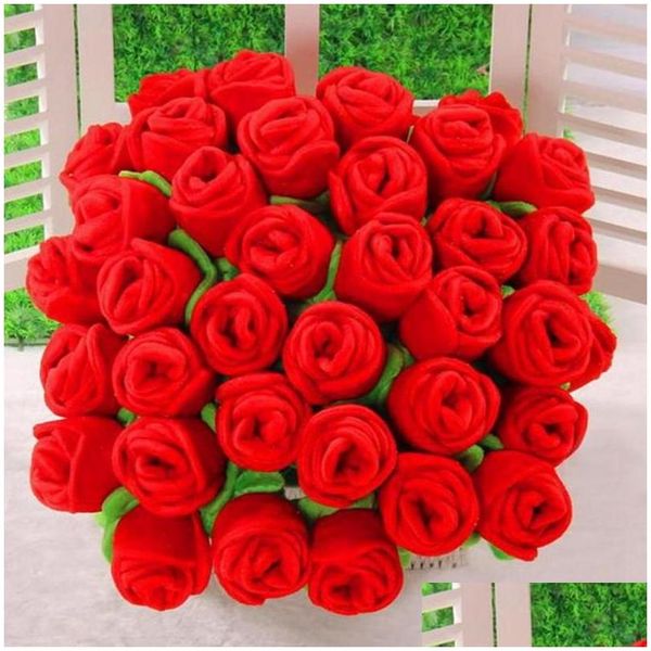 Guirnaldas de flores decorativas Venta de flores de felpa Artificial Rosa Juguete de peluche Dibujos animados Cortina falsa Hebilla Fiesta Boda Decoración para el hogar D Ot8Dp