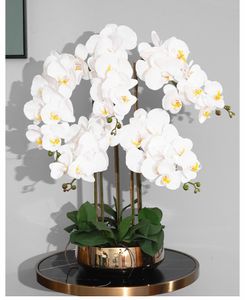 Ensemble de couronnes de fleurs décoratives Arrangement d'orchidées artificielles de haute qualité Latex Silicon Real Touch Grande taille Table de luxe Fleur Maison El D