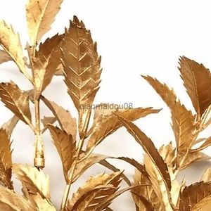 Fleurs décoratives Couronnes Brillant Doré Plante Artificielle Or Argent Feuilles De Noël De Mariage Faux Fleur Floral DIY Accessoires Décor Fournitures HKD230818