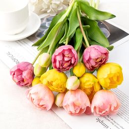 Couronnes de fleurs décoratives Silicone tulipe fleur artificielle Real Touch Bouquet 40 CM luxe maison fleurs décoratives salon déco Flores fausse plante 230324