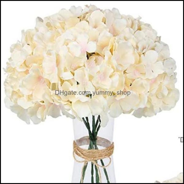 Couronnes de fleurs décoratives en soie, hortensia artificiel, 54 pétales, hortensias avec tige, arrangement floral, décoration de table, mariage, maison, De Otytl