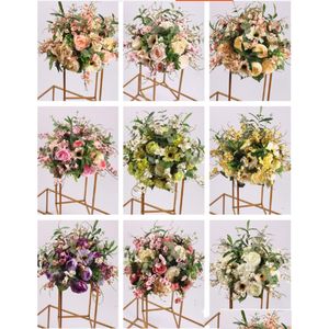 Couronnes de fleurs décoratives en soie, support de boules de fleurs pour pièce maîtresse de mariage, décoration de salle de maison, fournitures de fête, bricolage, artisanat de plomb 9 otflh