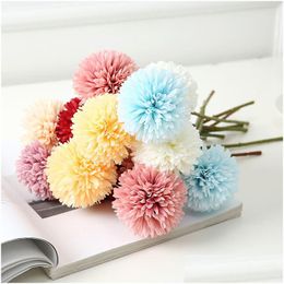 Decoratieve Bloemen Kransen Zijden Hortensia Vaas Voor Thuis Kamer Decor Boeket Buiten Tuin Bruids Accessoires Opruiming Kunstmatige Drop Dhcte