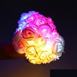 Decoratieve bloemen kransen simatie led schuim rozenlichten touw roze en witte rozen zonnebatterij modellen bruiloft verjaardag valenti dha2j