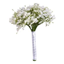 Decoratieve bloemen Kransen Simulatie Diy Gypsophila schuim Rose Wedding Ceremonie Bridal Bouquet Ribbon Party Aangepaste decoraties