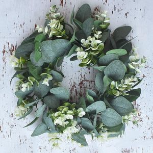 Fleurs décoratives couronnes simulation herbe Garland Decor Decoration Eucalyptus couronne pastorale rustique American Wedding Wall Pendant Decode