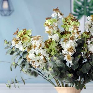 Decoratieve bloemen kransen simulatie hydrangea hortensiabloem met mini-bes voor DIY floral arrangement materiaal bruiloft huis decoratie f