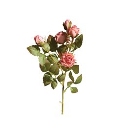 Flores decorativas coronas de una sola rama artificial retro seda rosa ramo vintage novia sosteniendo flor falsa decoración de la boda del hogar acce