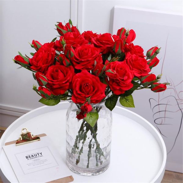 Guirnaldas de flores decorativas, ramo de simulación de rosas artificiales, elegante, único, regalo para el día de la madre, fiesta en casa, decoración de boda