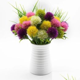 Decoratieve bloemen Kransen enkele stengel Dandelion Artificiële plastic bloem bruiloft Decoraties lengte ongeveer 25 cm tafel middelpunt dhadx